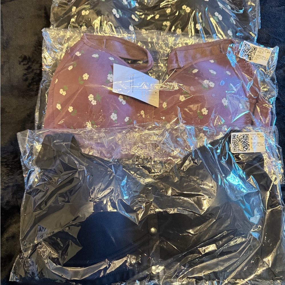 Daisy Front Closure Bras - Purple Floral and Black